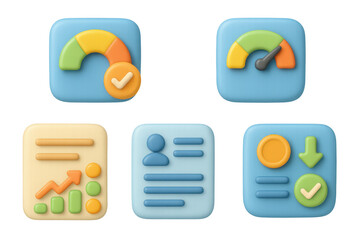 Finance and credit evaluation icon set for digital applications and reports