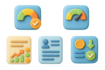 Finance and credit evaluation icon set for digital applications and reports