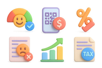 Colorful finance icon set for digital media and financial design projects