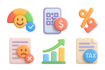 Colorful finance icon set for digital media and financial design projects