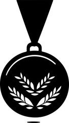 black medal with laurel wreath graphic