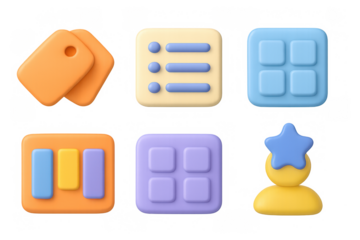 Colorful icon collection for creative interface and graphic design projects