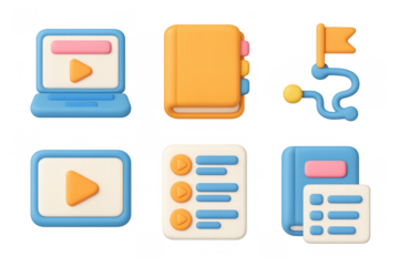 Simple education icons set for learning and digital media design