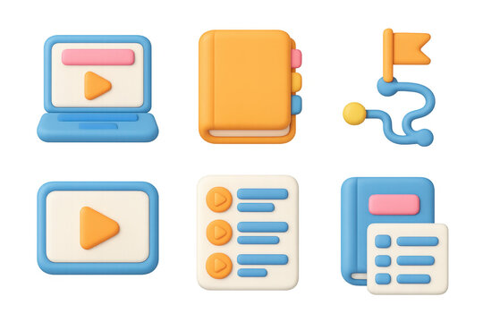 Simple education icons set for learning and digital media design - Powered by Adobe