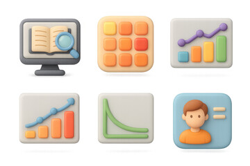 Educational icons for learning and data analysis design concepts