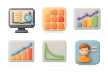 Educational icons for learning and data analysis design concepts