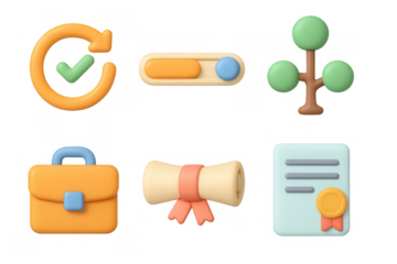 Minimalistic icon set featuring business, nature, and communication elements for digital design