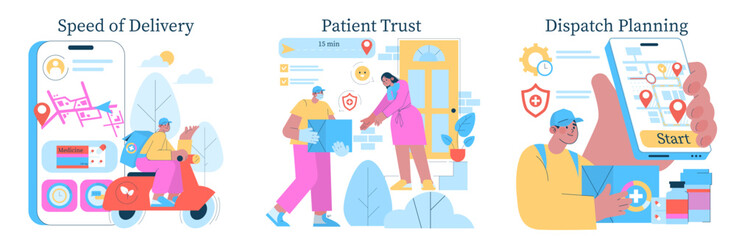 Medical Delivery and Dispatch Planning Vector Illustration