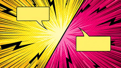 Comic book versus background with speech bubbles