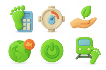 Eco icon set featuring sustainability symbols for environmental design and education