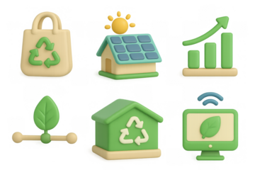 Sustainability icon set featuring eco-friendly symbols for design and presentation