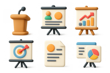 Flat design presentation icons for business and educational use