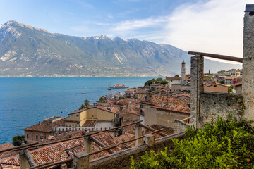 Panoramic view of Limone sul Garda and Lake Garda.