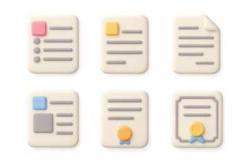 Cartoon document icons for design and digital projects