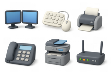 Cartoon office icons for business and communication design