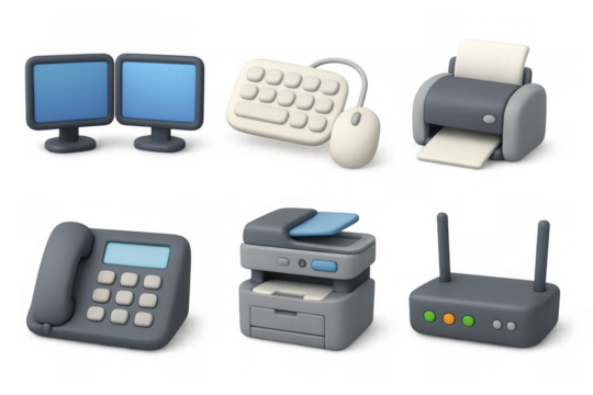 Cartoon office icons for business and communication design - Powered by Adobe