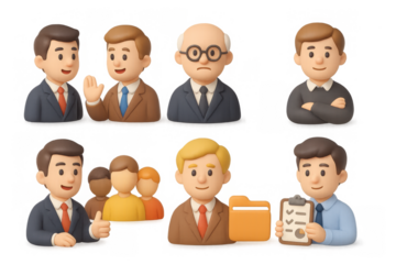 Cartoon executive icons collection for business and organizational design