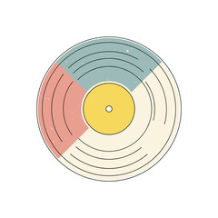 Colorful vinyl record in retro style with distinct segments  