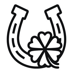 Horseshoe and four leaf clover symbol for luck and fortune icon