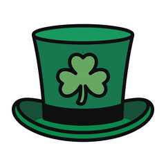 Green shamrock top hat for st. patrick's day celebration isolated on white