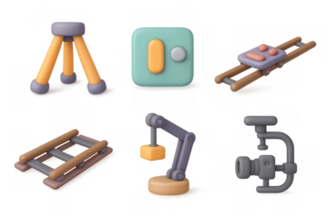 Cartoon film equipment icons set for creative projects and cinematic designs