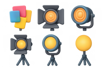 Cartoon lights set with colorful and simple design for creative projects