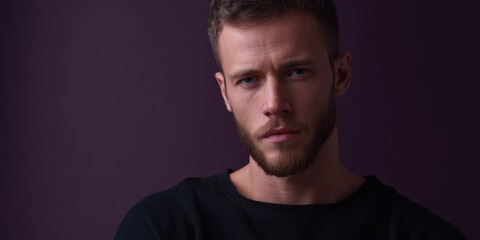 Obraz premium Male adult caucasian with beard against dark background