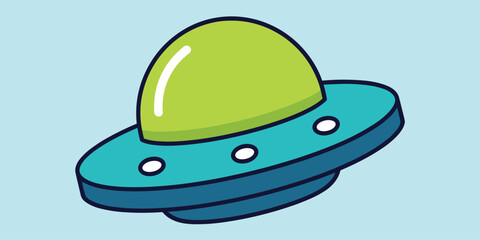 UFO cartoon illustration, flying saucer icon, alien spacecraft design, sci-fi vector art, extraterrestrial theme, flat colorful drawing