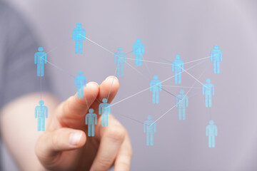 Abstract image showing network of connections with futuristic design, concepts of connection, teamwork, global