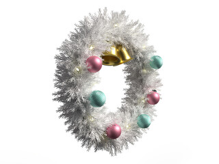 オナーメントで装飾されたクリスマスリースの3Dイラスト