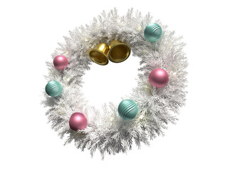 オナーメントで装飾されたクリスマスリースの3Dイラスト