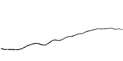 A hand-drawn, erratic, dashed squiggly line in black ink on white,  art,  illustration