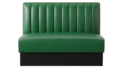 Vintage green diner booth seating against a dark background