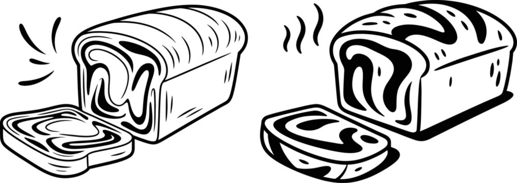 Sliced Marble Swirl Bread Line Art