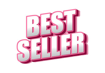 A bold, three dimensional text graphic that reads BEST SELLER in pink and white colors, suitable for