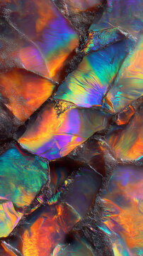 Macro opal iridescent texture, rainbow fire patterns, magical abstract