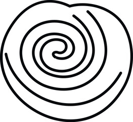 Cinnamon roll outline drawing presenting sweet baked goods with a swirl