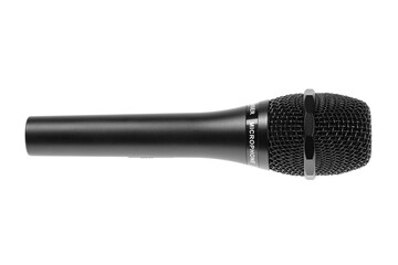 Black wireless condenser microphone isolated on white background