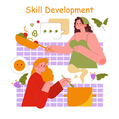 Cooking Skill Development Vector Illustration
