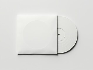 White vinyl record in white paper sleeve mockup