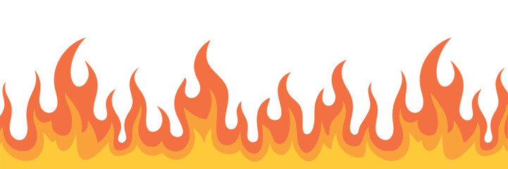 Seamless Fire and Flames Border Vector. Repeating Flame Pattern for Heat, Danger, and Burning Design Themes