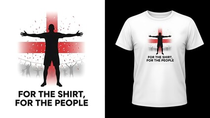 Inspirational england soccer fan design with triumphant male silhouette over st george cross background