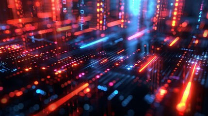 3d data visualization bars glowing on dark tech background futuristic digital technology concept background high resolution stock photo