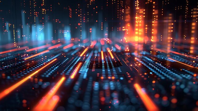 3d data visualization bars glowing on dark tech background futuristic digital technology concept background high resolution stock photo - Powered by Adobe