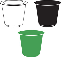 Coffee Pod Cup Icons – Vector Capsule Illustrations in Outline, Solid, and Colo