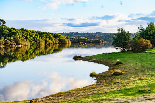 Autumn lake landscape, Alentejo Portugal.