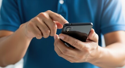 Touching the Digital Canvas: A close-up view of a hand skillfully manipulating a smartphone, finger gliding across the screen with purpose, with sleek technological design.
