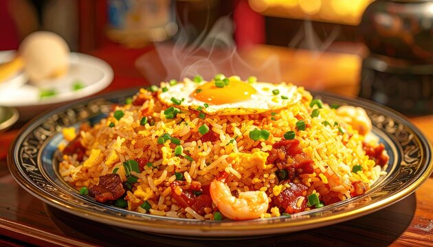 Authentic Yangzhou Fried Rice with Shrimp and Colorful Vegetables