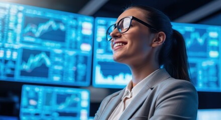 Smart Visionary: A confident data analyst radiates brilliance, a picture of technological precision, innovation, and expertise.