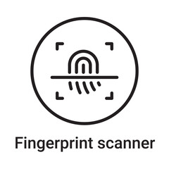 Fingerprint scanner icon. Vector line symbol for a website, product card, presentation and mobile app, packaging or instruction. Editable outline sign